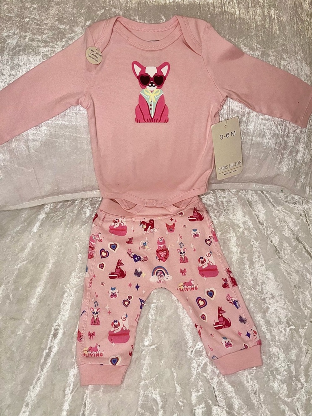 Paris Hilton Pink Puppy Long Sleeve Organic Cotton Set